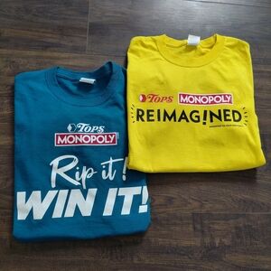 Mr Monopoly Tops Supermarket T Shirt Lot of 2 - Both Size Large - 2 Sided